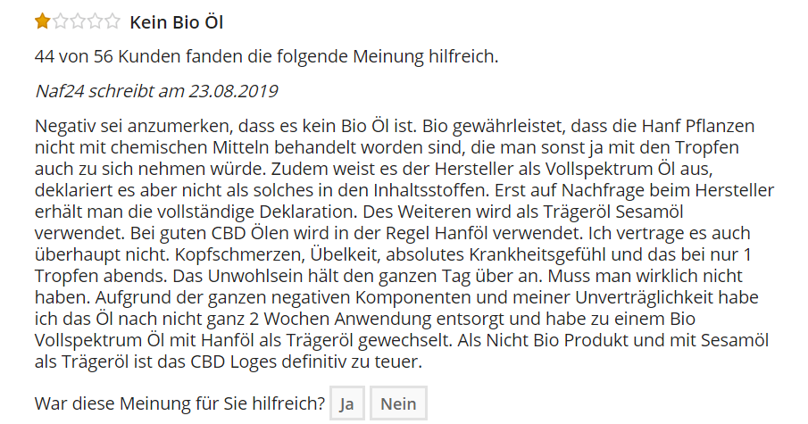 fünfter Erfahrungs CBD Loges