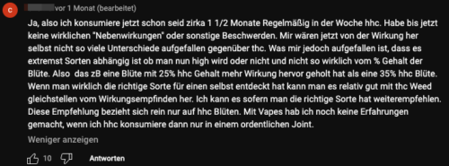 HHC Nebenwirkung Wirkung Erfahrungsbericht