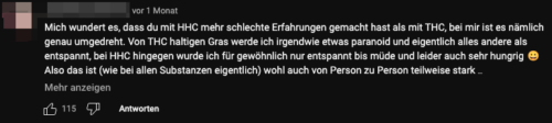HHC Nebenwirkung Wirkung Erfahrungsbericht
